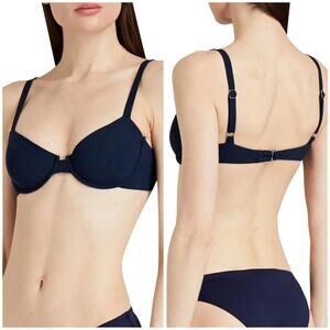 Anemos NWT Brigitte Underwire Bikini Top Navy Size L Full Cup Adjustable Strap